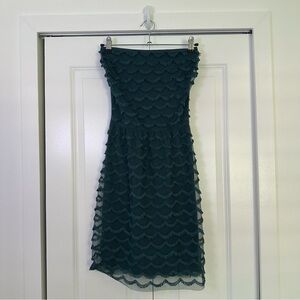 Intimissimi Teal Scalloped Strapless Sheath Dress Size S